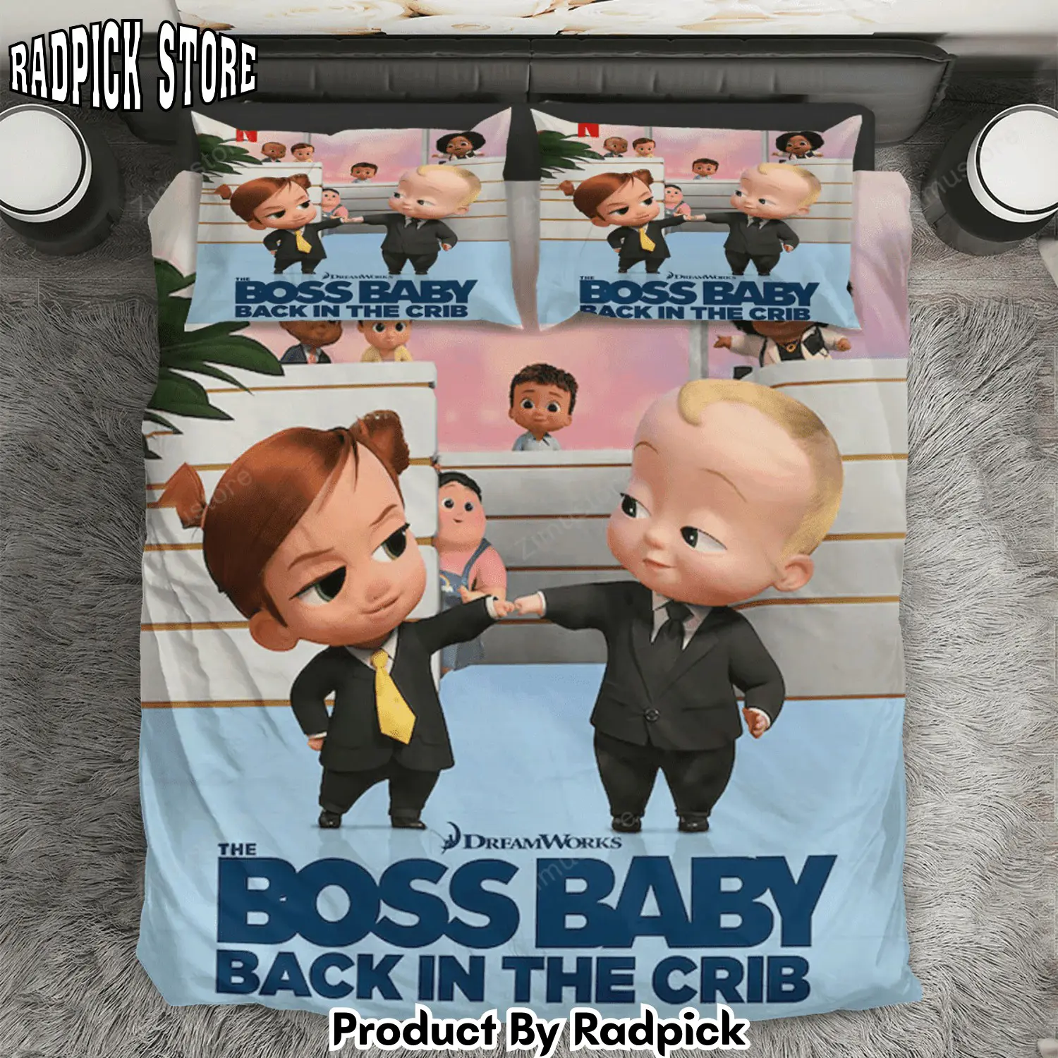 Radpick the boss baby poster 10 3pcs 3pcs bedding set duvet cover and pillow cases gift for fan rp3271348